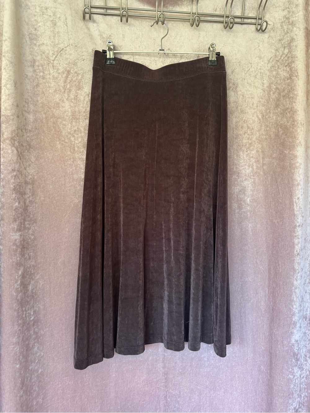 Vintage 90s Laura Ashley Brown Midi Skirt Size Small A-Line Flowy Minimalist